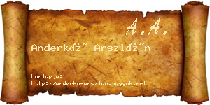 Anderkó Arszlán névjegykártya